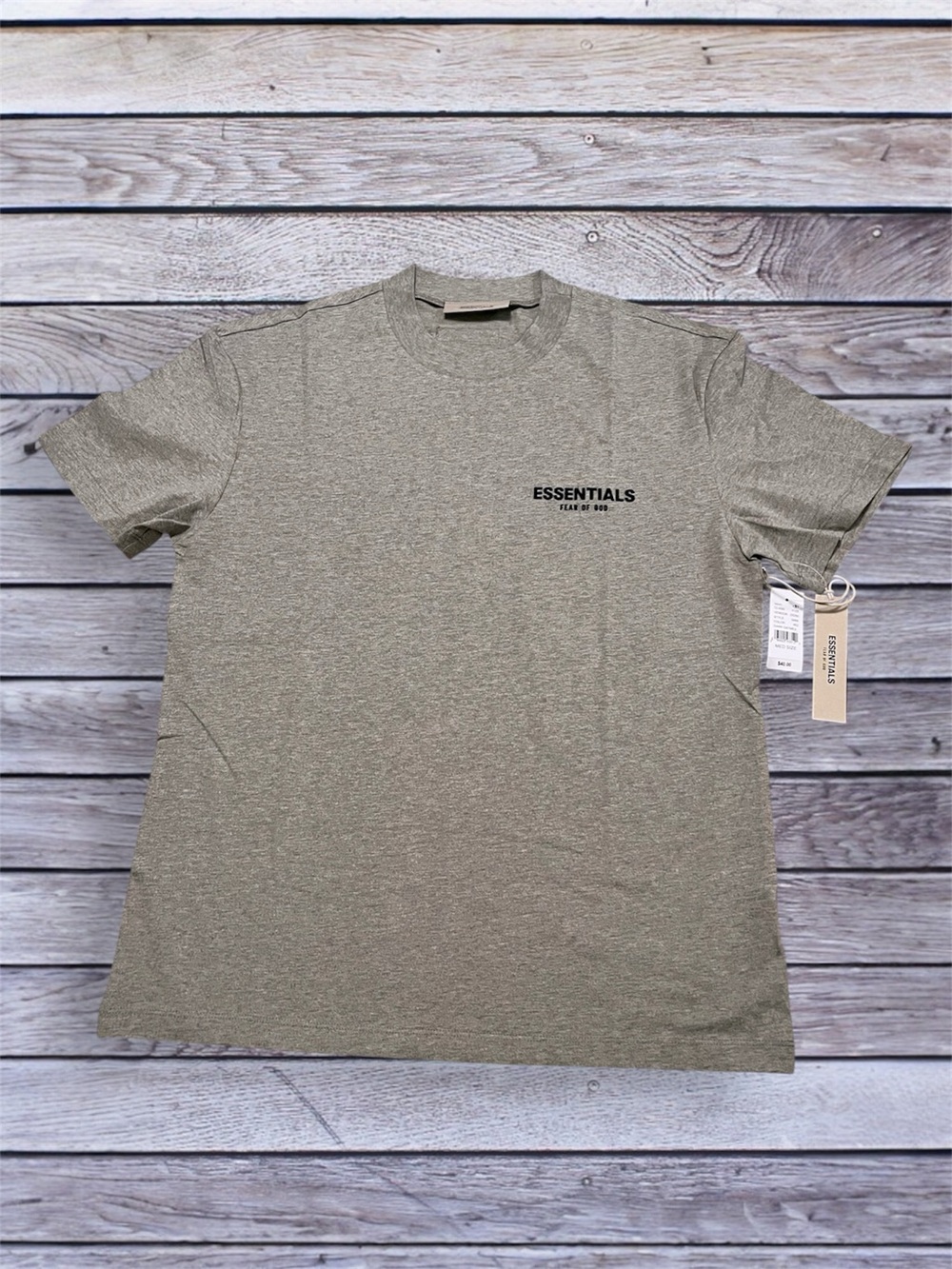 NWT Fear of God ESSENTIALS Men's Dark Oatmeal - Logo T-Shirt medium - Picture 2 of 5